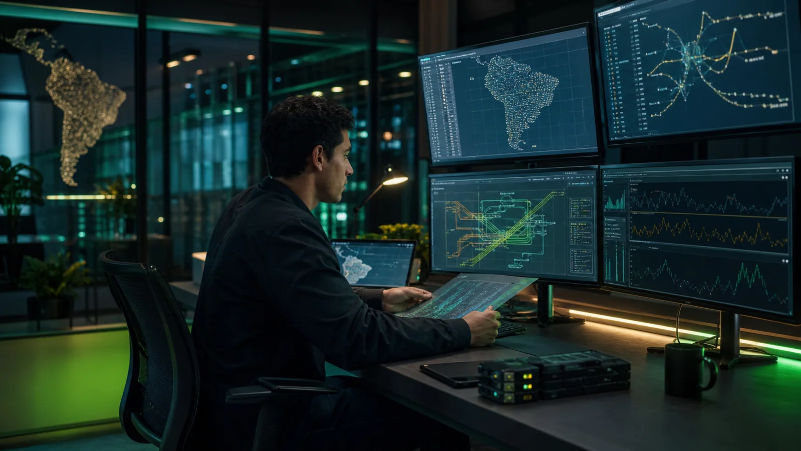 Especialista gestionando bases de datos territoriales